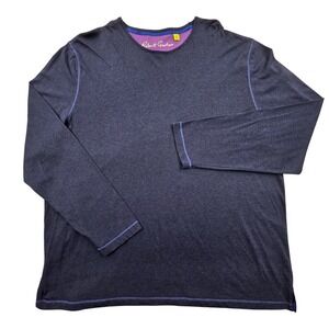 Robert Graham Mens 3XL Navy Blue Cotton Modal Long Sleeve Classic Fit T-Shirt